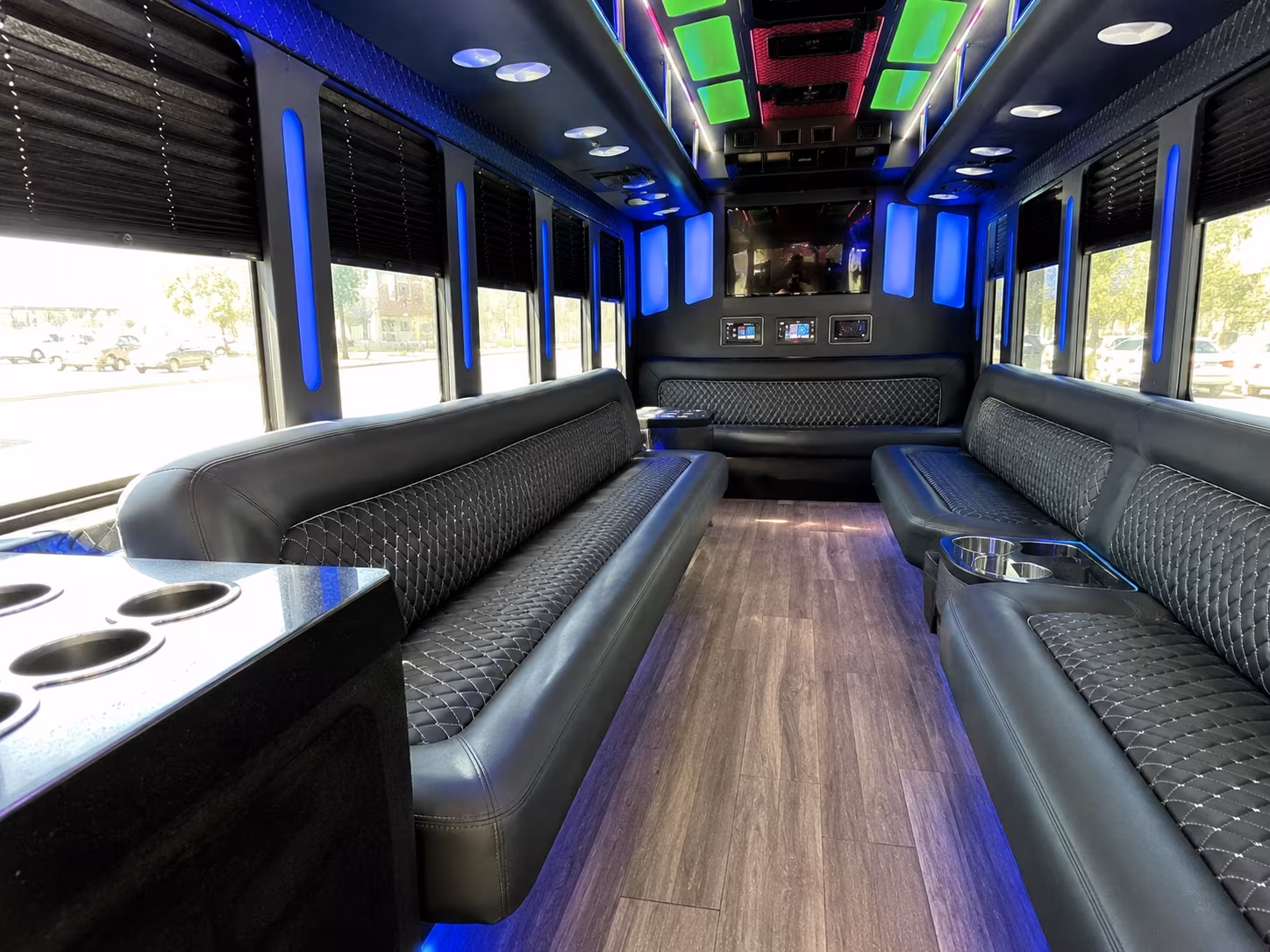 livonia 15 passenger party bus inside