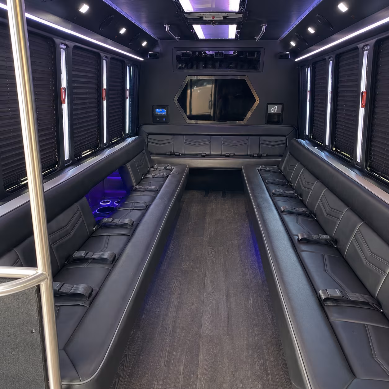 livonia 18 passenger party bus interior