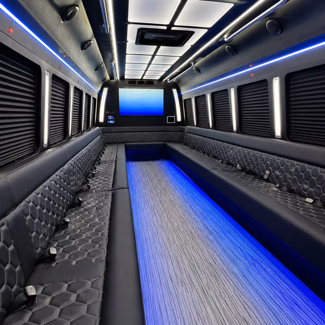 livonia 50 passenger party bus inside